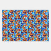 Sinaasappel Koi vis blauw Inpakpapier Vel (Voorkant)