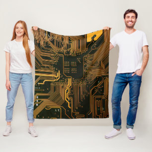 Sinaasappel Kool Computer Circuit Board Fleece Deken