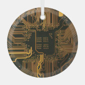 Sinaasappel Kool Computer Circuit Board Glas Ornament (Voorkant)