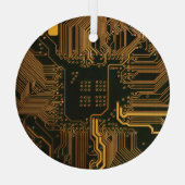 Sinaasappel Kool Computer Circuit Board Glas Ornament (Achterkant)
