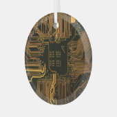 Sinaasappel Kool Computer Circuit Board Glas Ornament (Voorkant links)