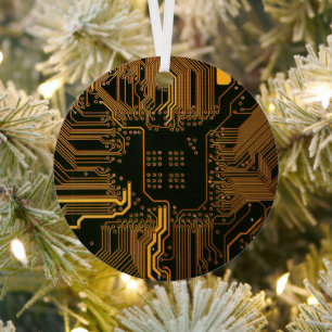 Sinaasappel Kool Computer Circuit Board Metalen Ornament