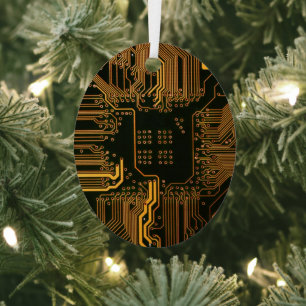 Sinaasappel Kool Computer Circuit Board Metalen Ornament