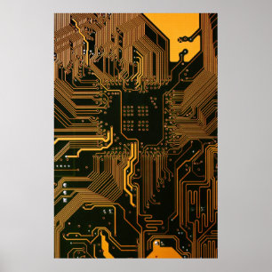 Sinaasappel Kool Computer Circuit Board Poster