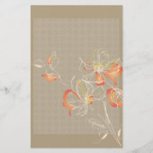 Sinaasappel Krijt Getrokken Bloemen Briefpapier (Voorkant)