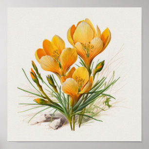 Sinaasappel Krokus Bloemen Art Print Poster