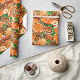 Sinaasappel Kruiden Herfst Inpakpapier