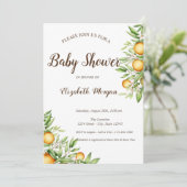 Sinaasappel, laat CitrusBaby shower Kaart (Staand voorkant)