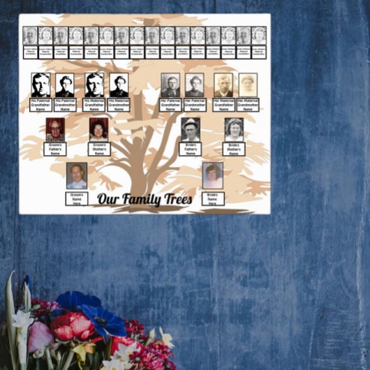 Sinaasappel Leafage Tree Art Twee Familie Bomen Po Poster