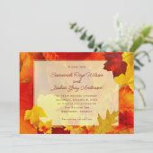 Sinaasappel Leaves Herfst Autumn Wedding Ceremony Kaart (Staand voorkant)