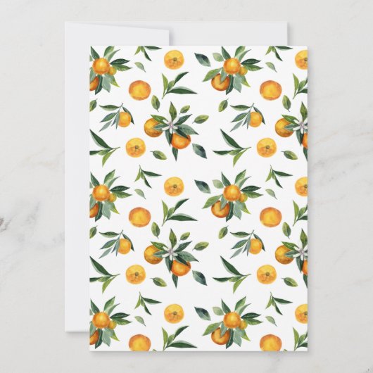 Sinaasappel leek een klein baby shower kaart (Achterkant)