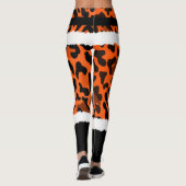 Sinaasappel Leopard Print Kerstman Kostuum Kerst Leggings (Achterkant)