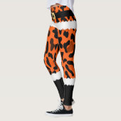 Sinaasappel Leopard Print Kerstman Kostuum Kerst Leggings (Links)