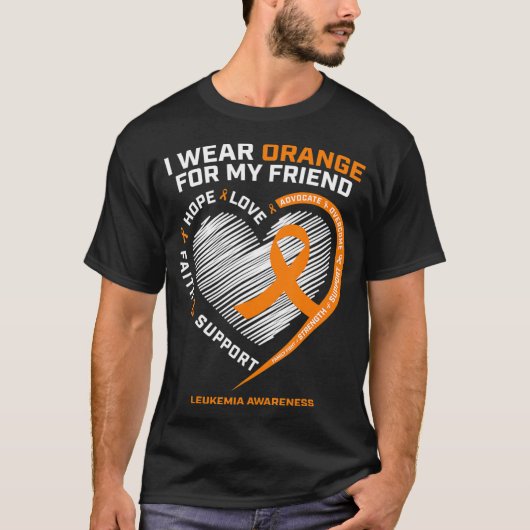 Sinaasappel Leukemie Bewustmakingsvriendjes Mannen T-shirt (Voorkant)
