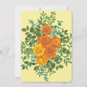 Sinaasappel Lichtgele Pioen Roos Bloemen Bruiloft Kaart (Achterkant)