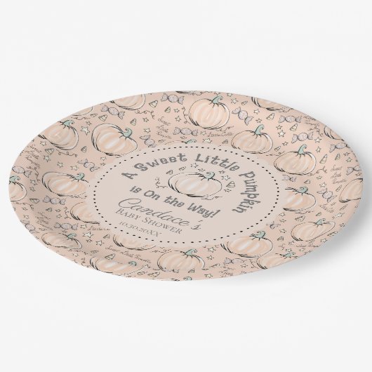 Sinaasappel lief klein pompoen Baby shower Papieren Bordje (Gekanteld)