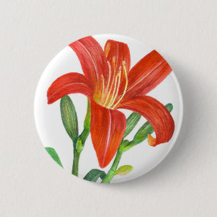 Sinaasappel Lily Botanische illustratie Ronde Button 5,7 Cm