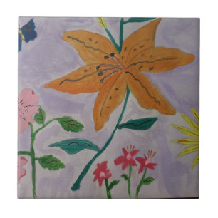 Sinaasappel Lily Ceramic Tile Tegeltje