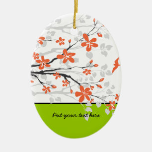 Sinaasappel limoen groene magnolia bloemen ornamen keramisch ornament