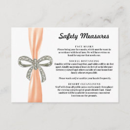 Sinaasappel lint diamanten strik veiligheidsmaatre informatiekaartje