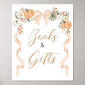 Sinaasappel lint pompoen baby shower boeken en cad poster (Voorkant)
