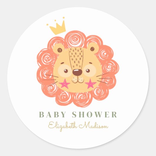 Sinaasappel Lion King baby shower Ronde Sticker (Voorkant)