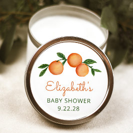 Sinaasappel Little Cutie Citrus Baby shower Square Ronde Sticker