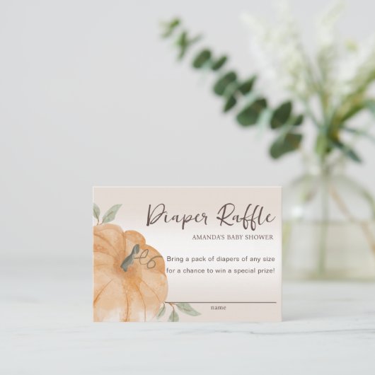 Sinaasappel Little Pumpkin Diaper Raffle Baby show Informatiekaartje (Staand voorkant)