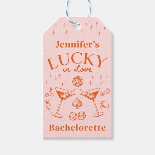 Sinaasappel Lucky In Love Cocktail Bachelorette Pa Cadeaulabel (Voorkant)