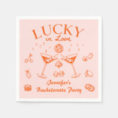 Sinaasappel Lucky In Love Cocktails Bachelorette P Servet (Voorkant)