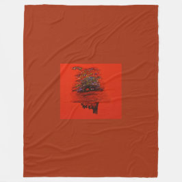Sinaasappel Maan Landschap Fleece Deken