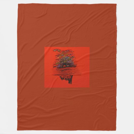 Sinaasappel Maan Landschap Fleece Deken (Voorkant)