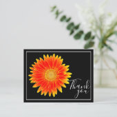 Sinaasappel Madelief Bloem Zwarte Achtergrond Dank Briefkaart (Staand voorkant)