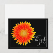 Sinaasappel Madelief Bloem Zwarte Achtergrond Dank Briefkaart (Voorkant / Achterkant)