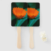 Sinaasappel madeliefje bloem handwaaier (Voorkant en achterkant)