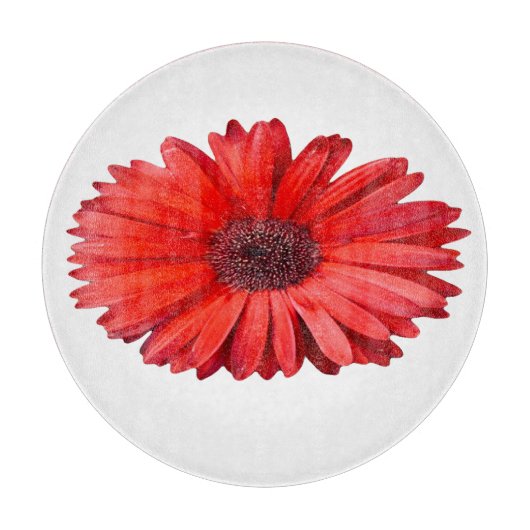 Sinaasappel Madeliefje Botanisch Glas Snijplank (Voorkant)