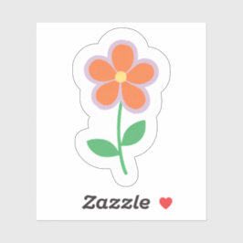 Sinaasappel Madeliefje | Mooie Getekende Bloem  Sticker