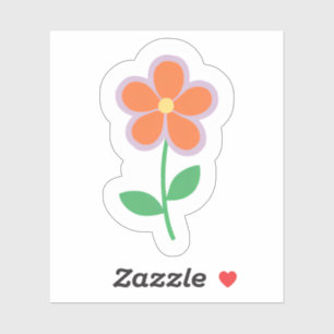 Sinaasappel Madeliefje   Mooie Getekende Bloem  Sticker
