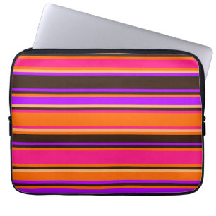 Sinaasappel, magenta en Paarse gestreepte elektron Laptop Sleeve