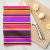 Sinaasappel, magenta en Paarse gestreepte keukenha Theedoek (Quarter Fold)