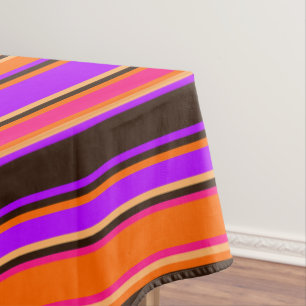 Sinaasappel, magenta en Paarse tafelkleed