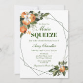 Sinaasappel Main Squeeze Bridal Shower Invitation Kaart (Voorkant)