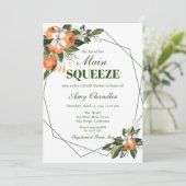 Sinaasappel Main Squeeze Bridal Shower Invitation Kaart (Staand voorkant)