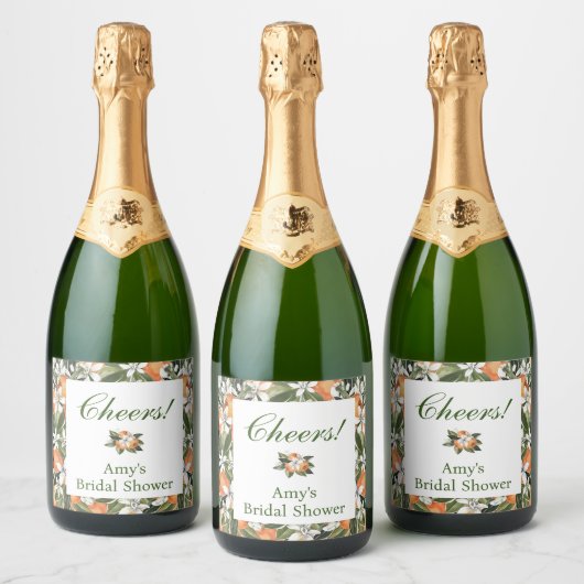 Sinaasappel Main Squeeze Champagne Fles Label Sparkling Wijnetiket (Flessen)