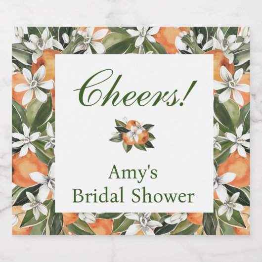 Sinaasappel Main Squeeze Champagne Fles Label Sparkling Wijnetiket (Enkel label)