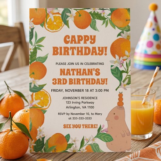 Sinaasappel Mandarin Capybara Kinderen Leuke Cappy Kaart