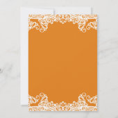 Sinaasappel Mango & Witte Kant Elegante Bruiloft Kaart (Achterkant)