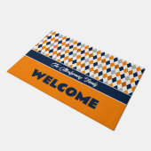 Sinaasappel & Marine School Kleuren Argyle Patroon Deurmat (Schuin)