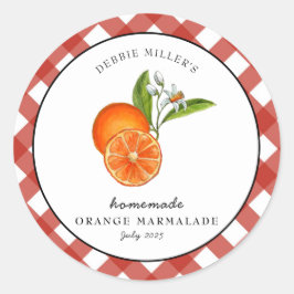 Sinaasappel Marmalade Geruite Ronde Jam Sticker