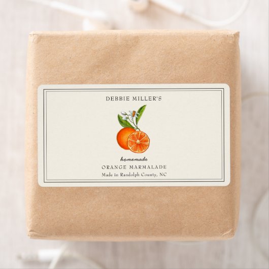 Sinaasappel Marmalade Jam Pot op Off witte rechtho Etiket (Insitu)